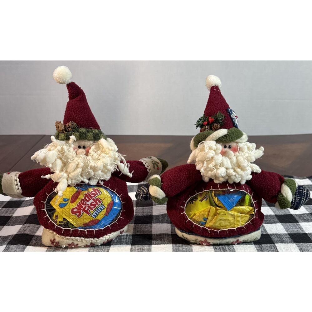 Two Country‎ Santa Claus Christmas Candy Treat Pouch Bags With Zippers